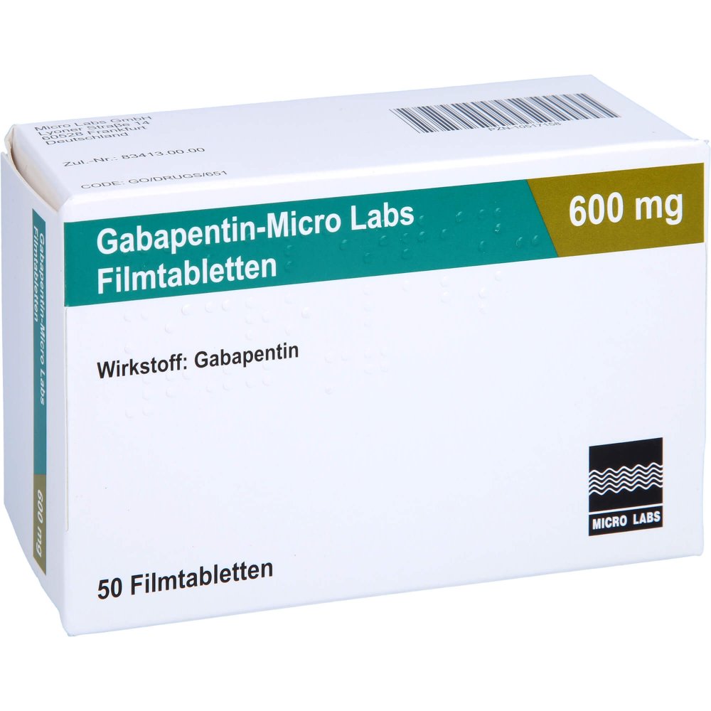 Das Produktfoto zeigt Gabapentin Micro Labs 600 Mg Filmtabletten (50 stk) PZN 10517158