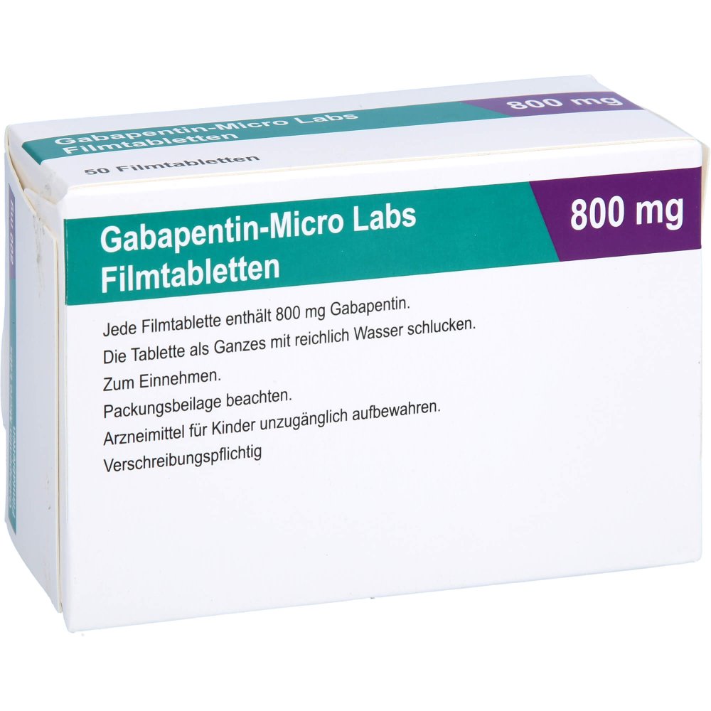 Das Produktfoto zeigt Gabapentin Micro Labs 800 Mg Filmtabletten (50 stk) PZN 10517187
