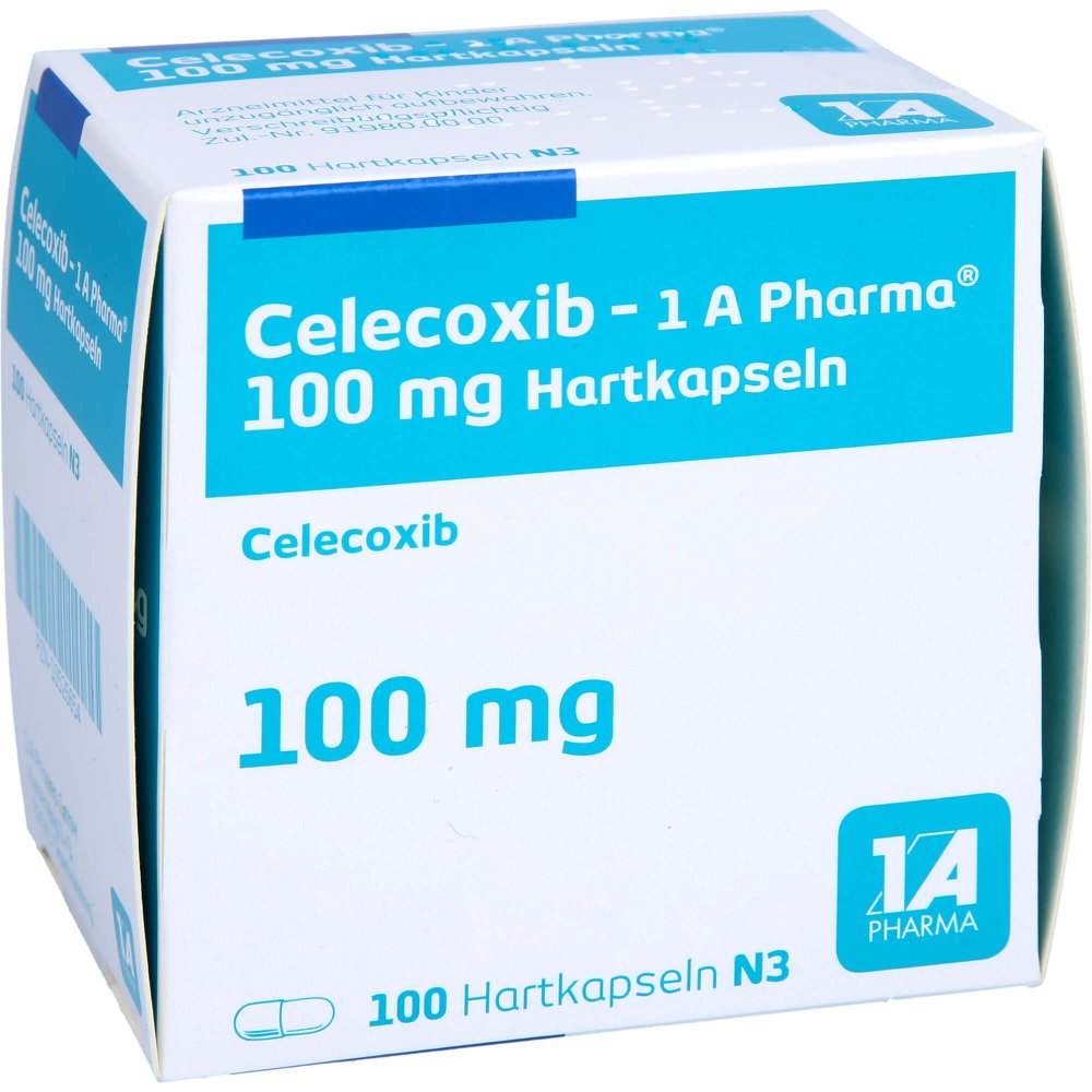 Das Produktfoto zeigt Celecoxib-1a Pharma 100 Mg Hartkapseln (100 stk) PZN 10526654