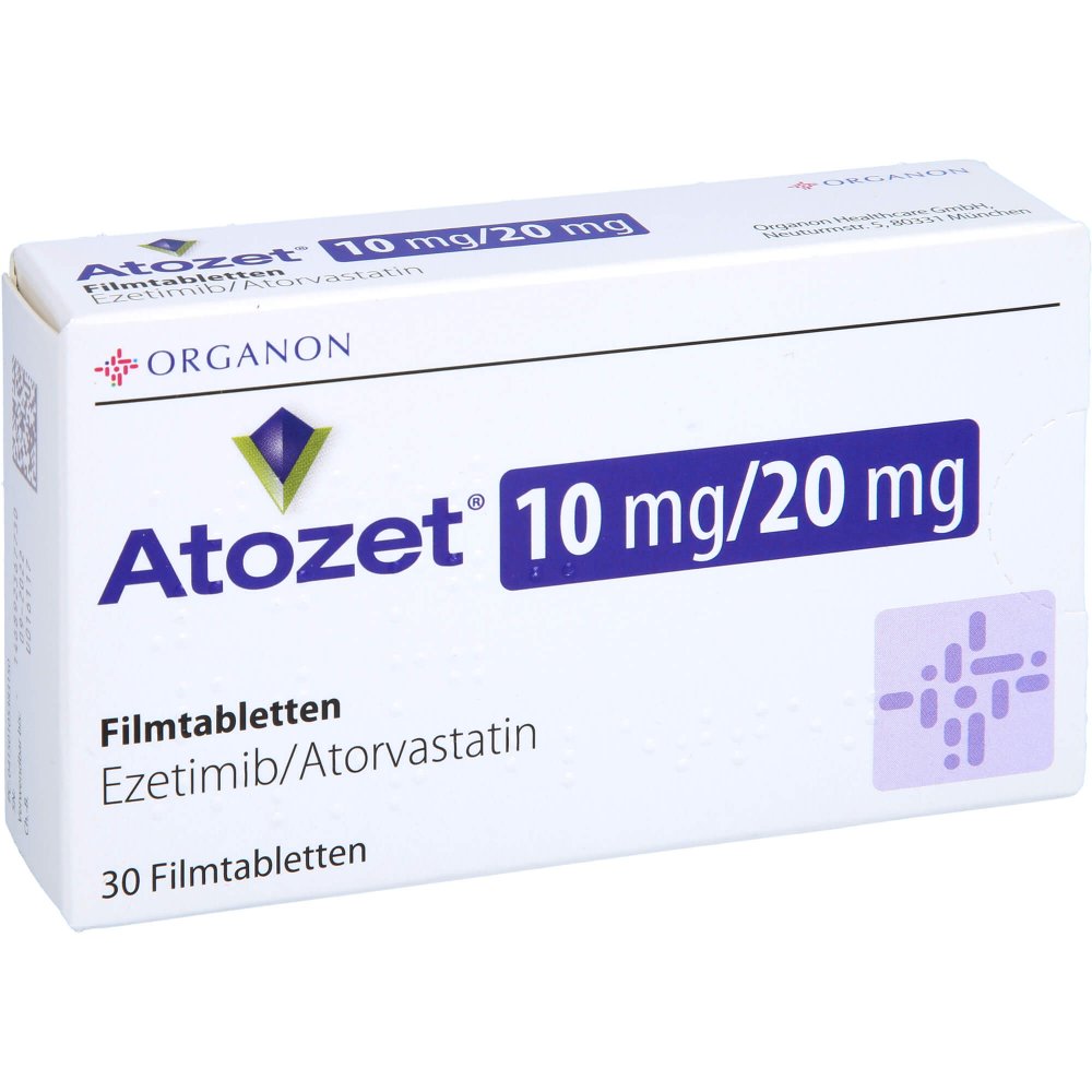 Das Produktfoto zeigt Atozet 10 Mg/20 Mg Filmtabletten (30 stk) PZN 10538315