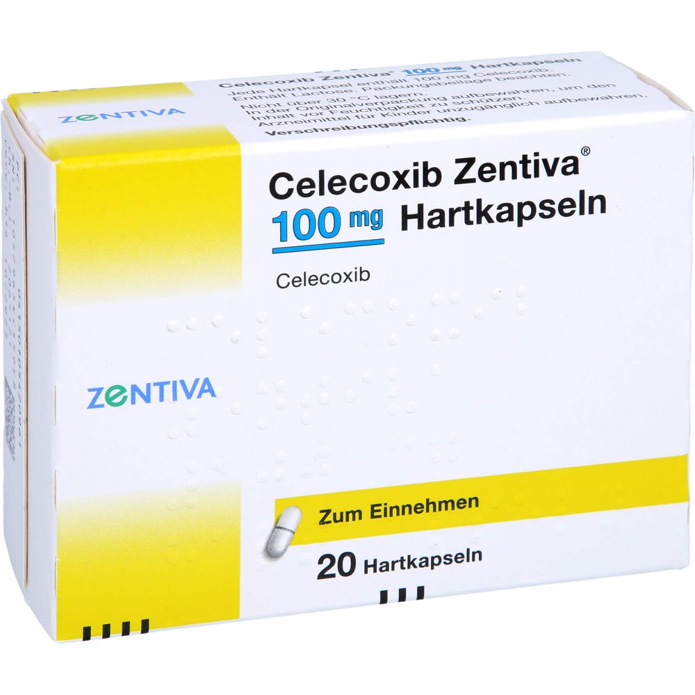 Das Produktfoto zeigt Celecoxib Zentiva 100 Mg Hartkapseln (20 stk) PZN 10542096