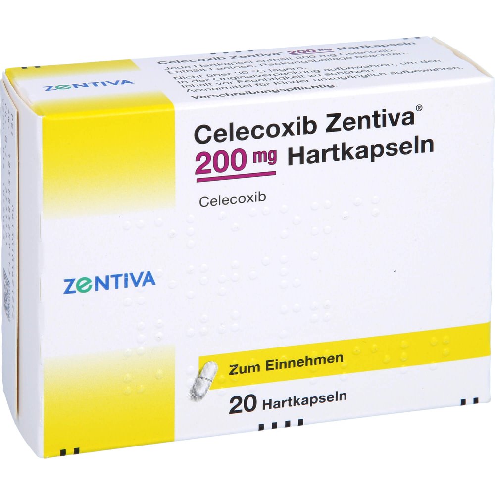 Das Produktfoto zeigt Celecoxib Zentiva 200 Mg Hartkapseln (20 stk) PZN 10542127