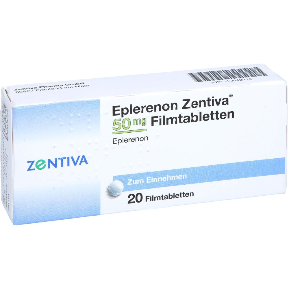 Das Produktfoto zeigt Eplerenon Zentiva 50 Mg Filmtabletten (20 stk) PZN 10542216