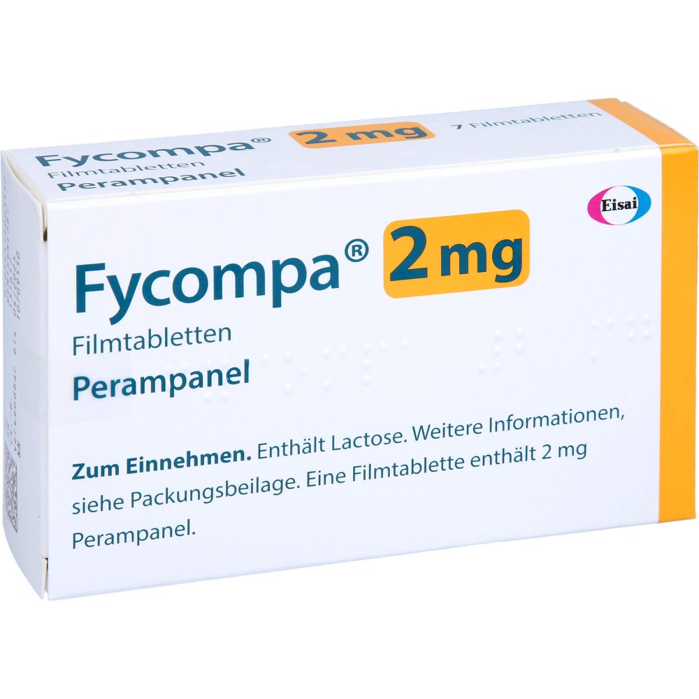 Das Produktfoto zeigt Fycompa 2 Mg Filmtabletten (7 stk) PZN 10709550