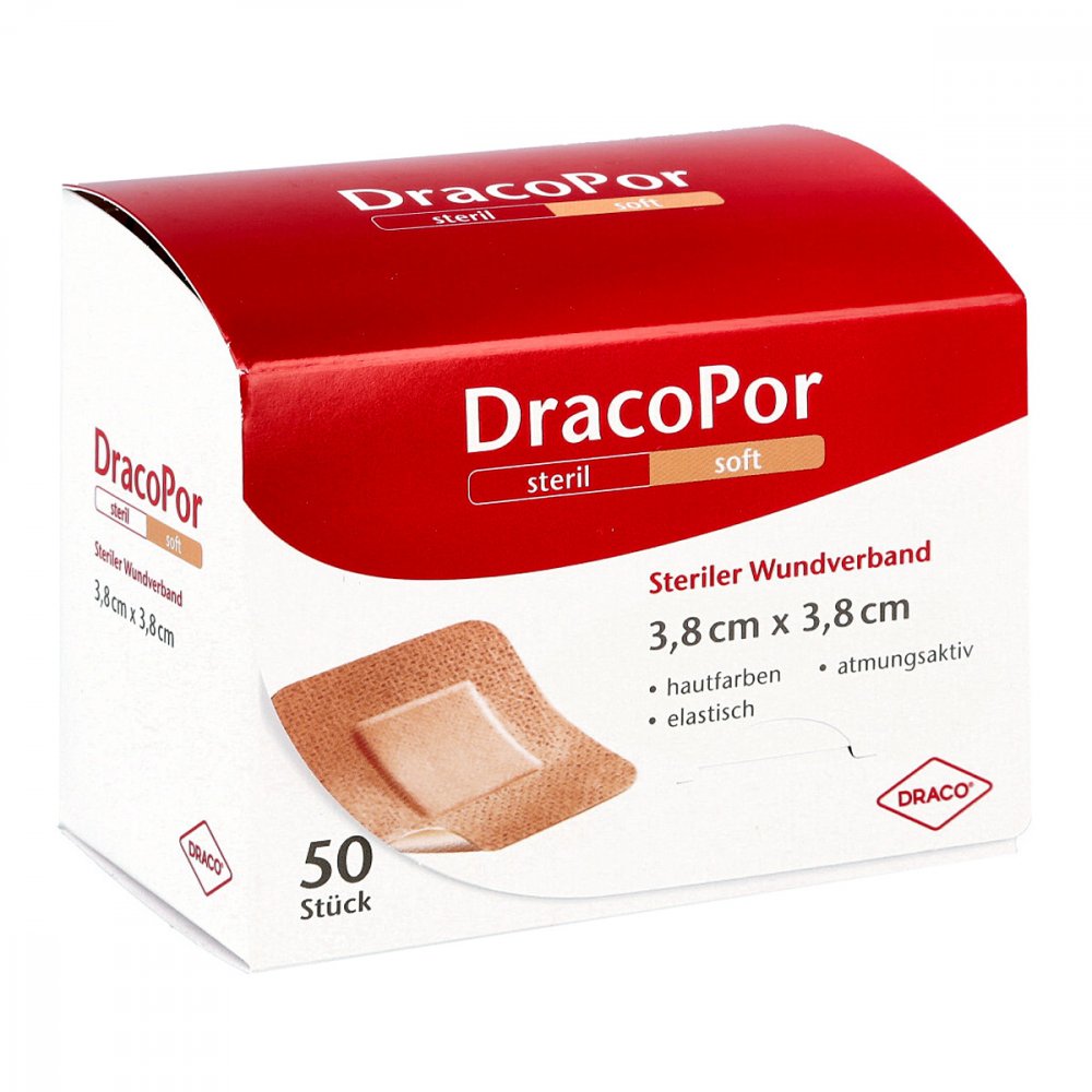 Dracopor Wundverband 3,8x3,8 Cm Steril Hautfarben (50 stk)