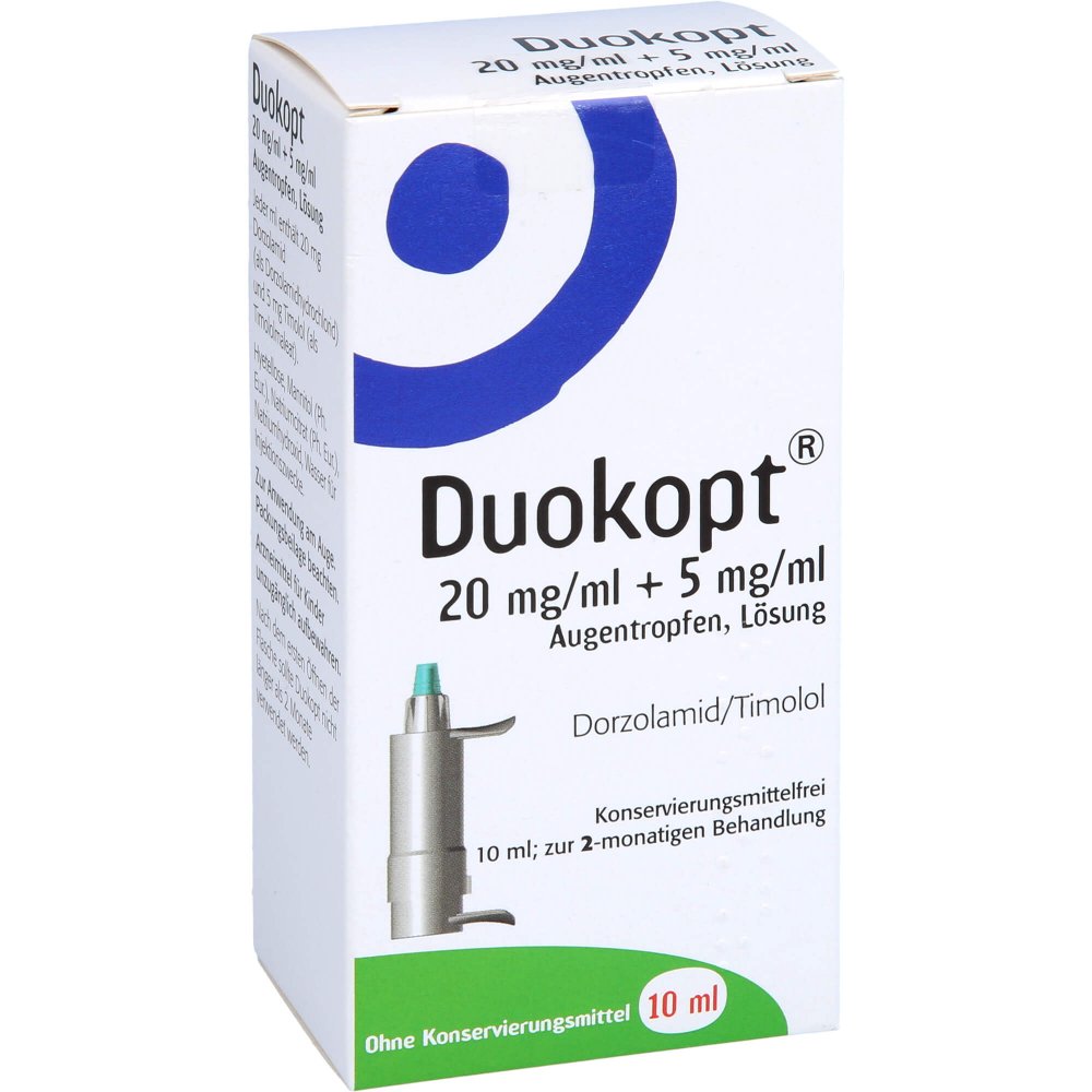 Das Produktfoto zeigt Duokopt 20 Mg/Ml + 5 Mg/Ml Augentropfen (10 ml) PZN 10746203