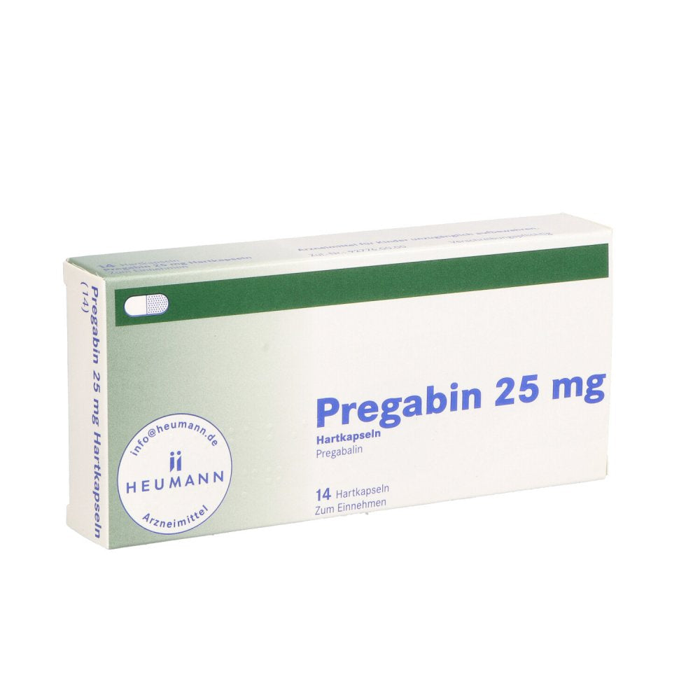 Das Produktfoto zeigt Pregabin 25 Mg Hartkapseln (14 stk) PZN 10785692