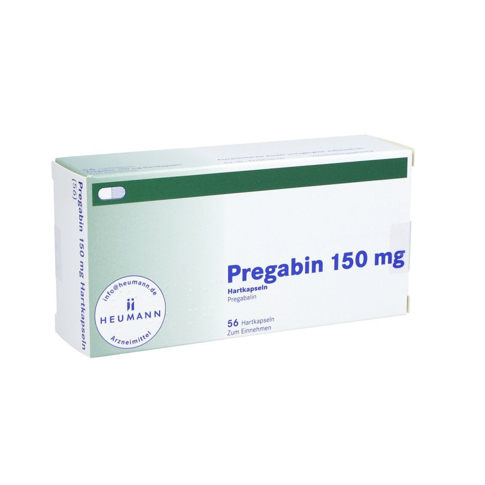 Das Produktfoto zeigt Pregabin 150 Mg Hartkapseln (56 stk) PZN 10785806