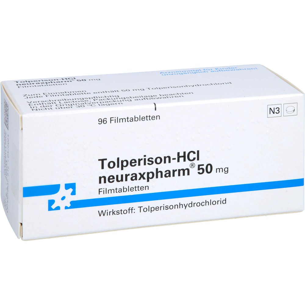 Das Produktfoto zeigt Tolperison-Hcl Neuraxpharm 50 Mg (96 stk) PZN 10786585