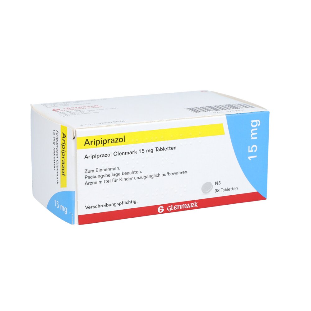 Das Produktfoto zeigt Aripiprazol Glenmark 15 Mg Tabletten (98 stk) PZN 10788437