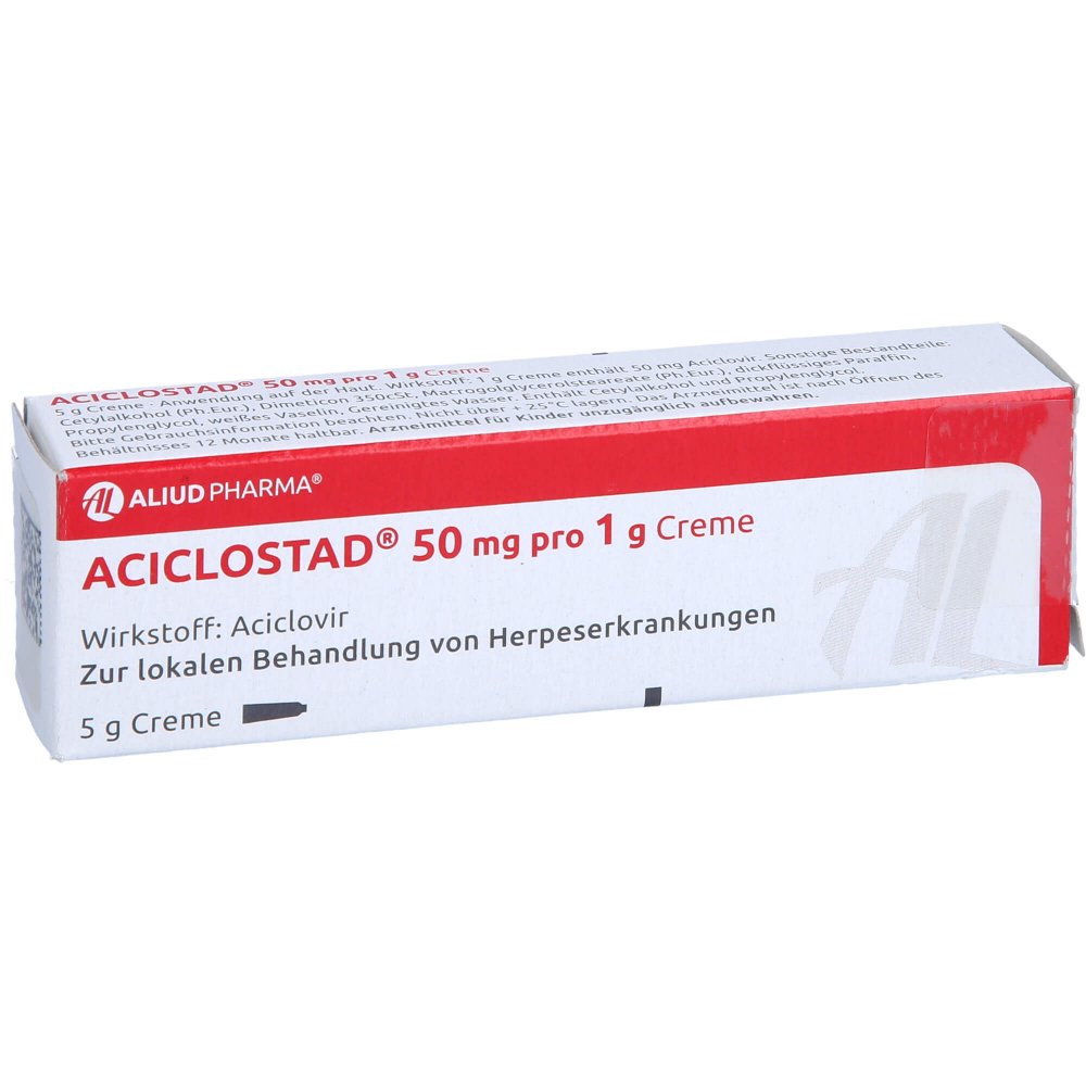 Das Produktfoto zeigt Aciclostad 50 Mg Pro 1 G Creme Aliud (5 g) PZN 10838106