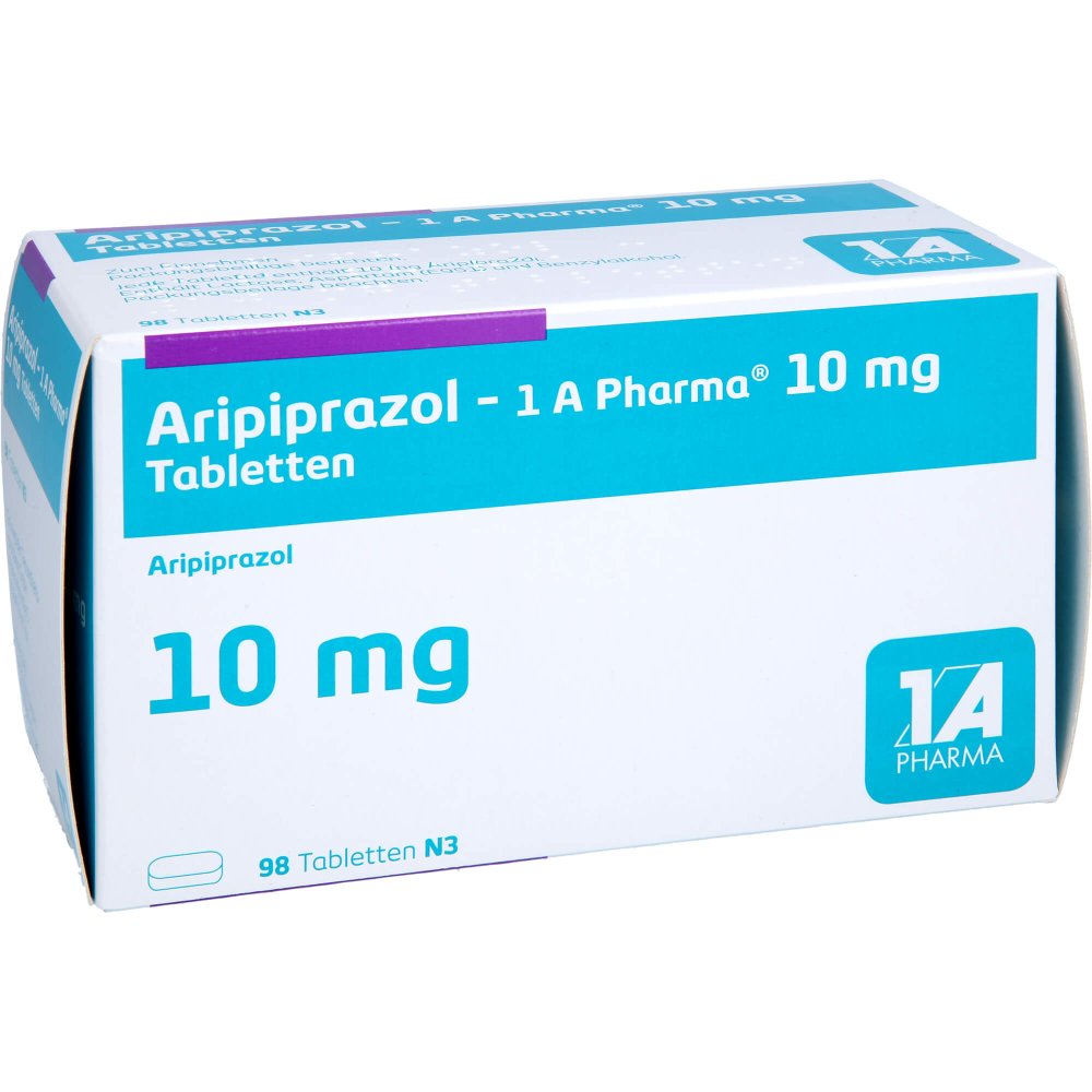 Das Produktfoto zeigt Aripiprazol-1a Pharma 10 Mg Tabletten (98 stk) PZN 10842148