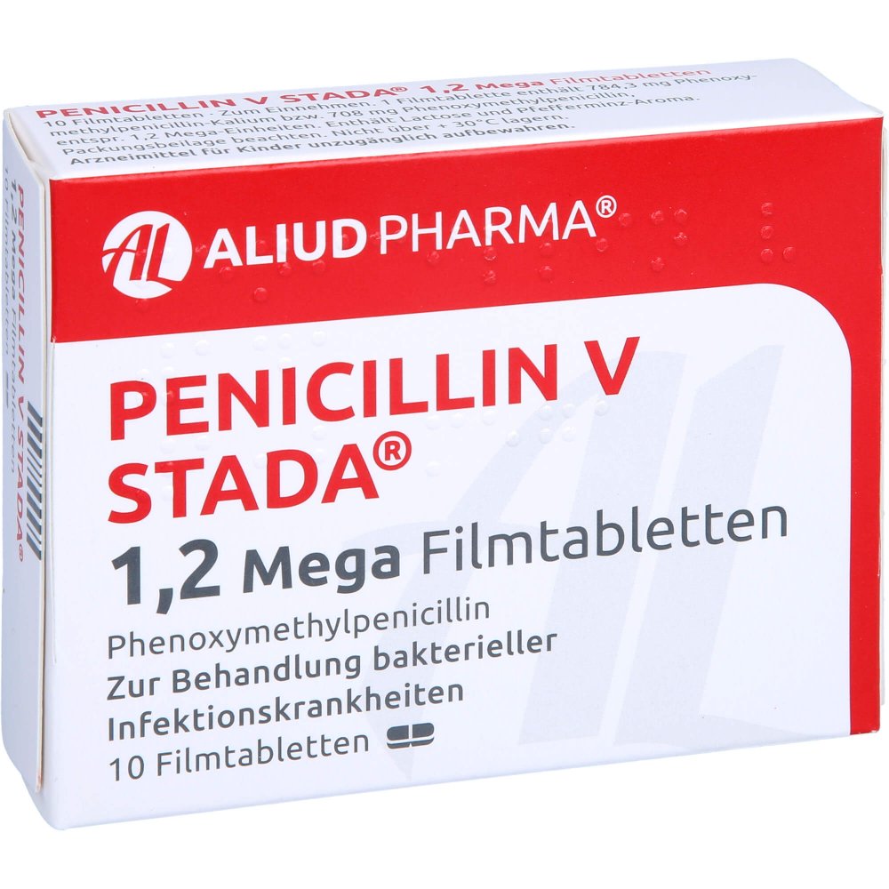 Das Produktfoto zeigt Penicillin V Stada 1,2 Mega Filmtabletten Aliud (10 stk) PZN 10920776