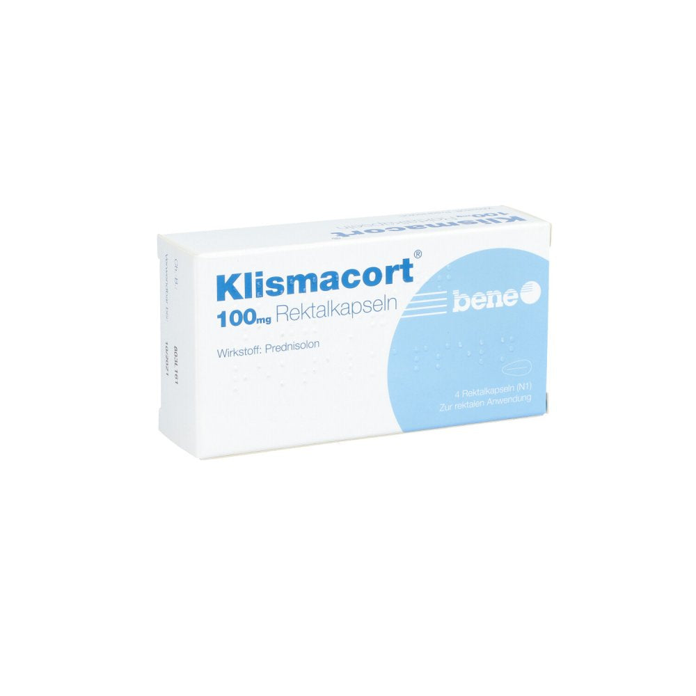 Das Produktfoto zeigt Klismacort 100 Mg Rektalkapseln (4 stk) PZN 10944937