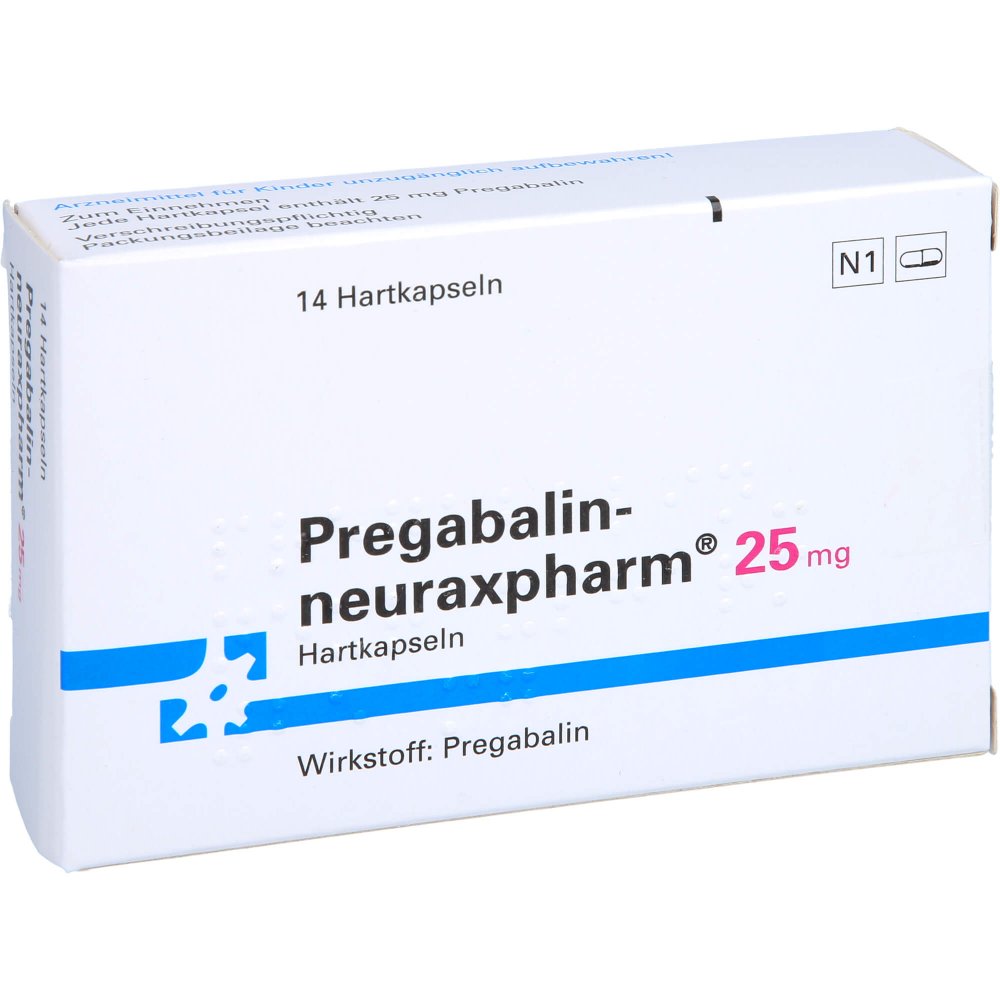 Das Produktfoto zeigt Pregabalin-Neuraxpharm 25 Mg Hartkapseln (14 stk) PZN 11031328