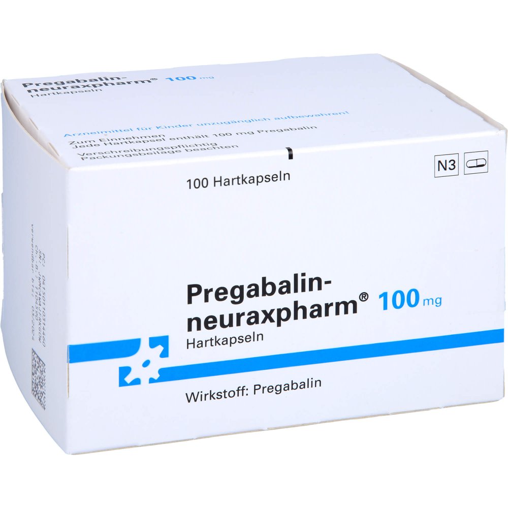 Das Produktfoto zeigt Pregabalin-Neuraxpharm 100 Mg Hartkapseln (100 stk) PZN 11031446