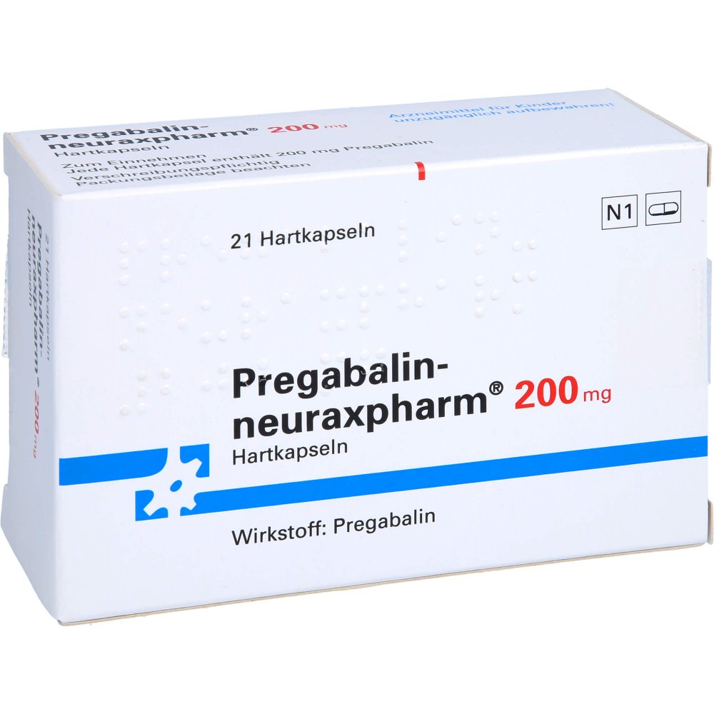 Das Produktfoto zeigt Pregabalin-Neuraxpharm 200 Mg Hartkapseln (21 stk) PZN 11031481