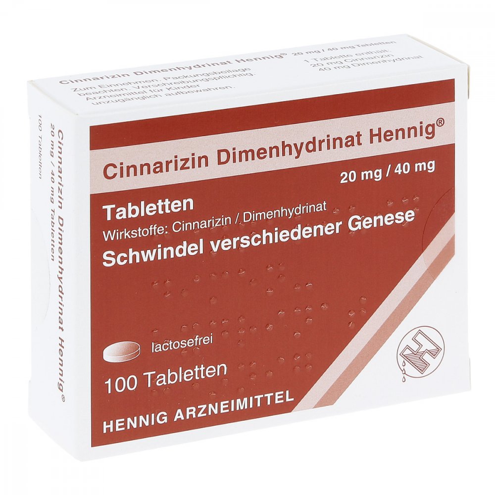 Cinnarizin Dimenhydrinat Hennig 20 Mg/40 Mg Tabl. (100 stk)