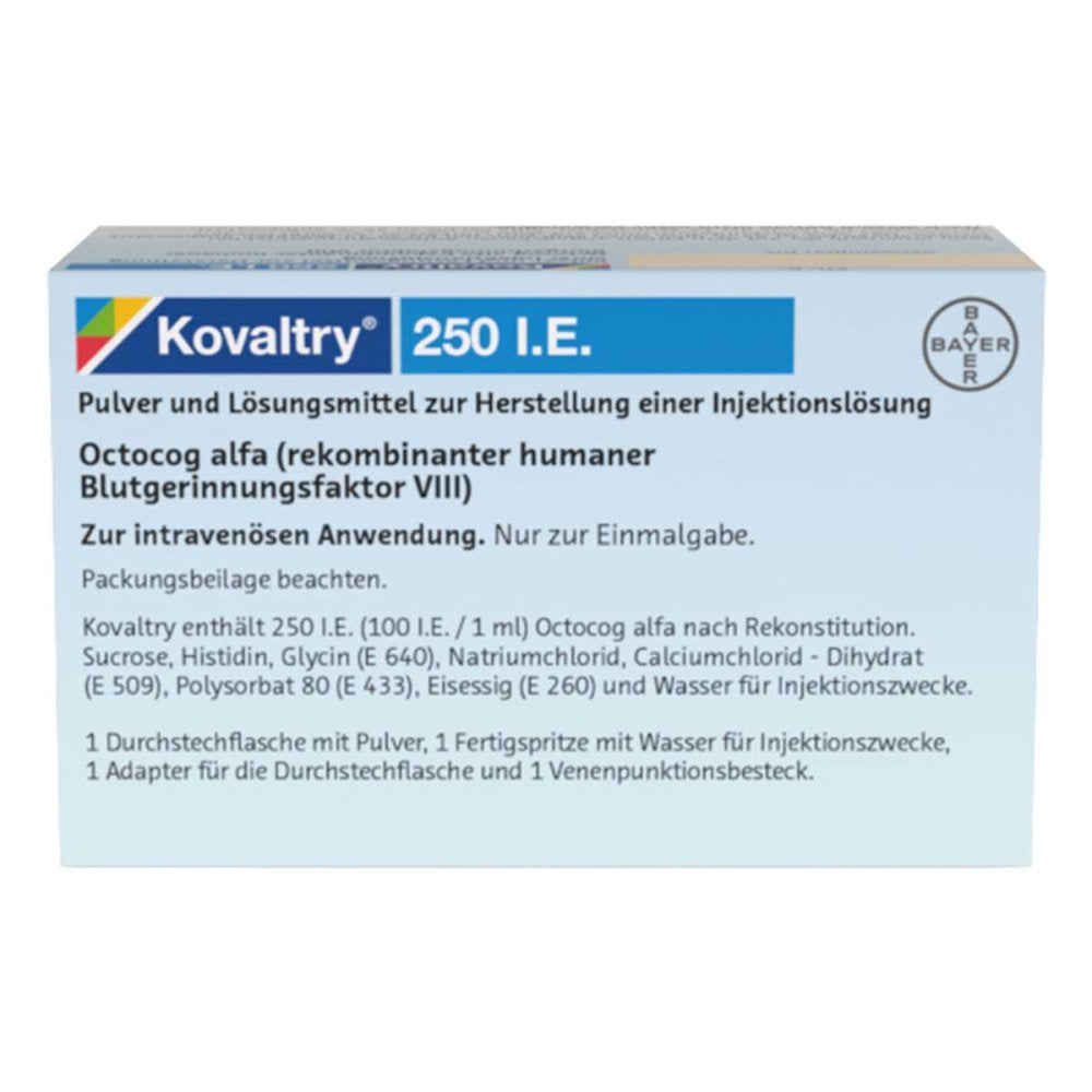 Das Produktfoto zeigt Kovaltry 250 I.E. Plv.U.Lsm.Z.H.E.Injektionslsg. (1 stk) PZN 11083271