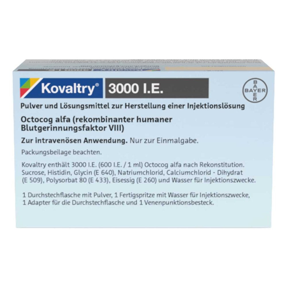 Das Produktfoto zeigt Kovaltry 3.000 I.E. Plv.U.Lsm.Z.H.E.Injektionslsg. (1 stk) PZN 11083331