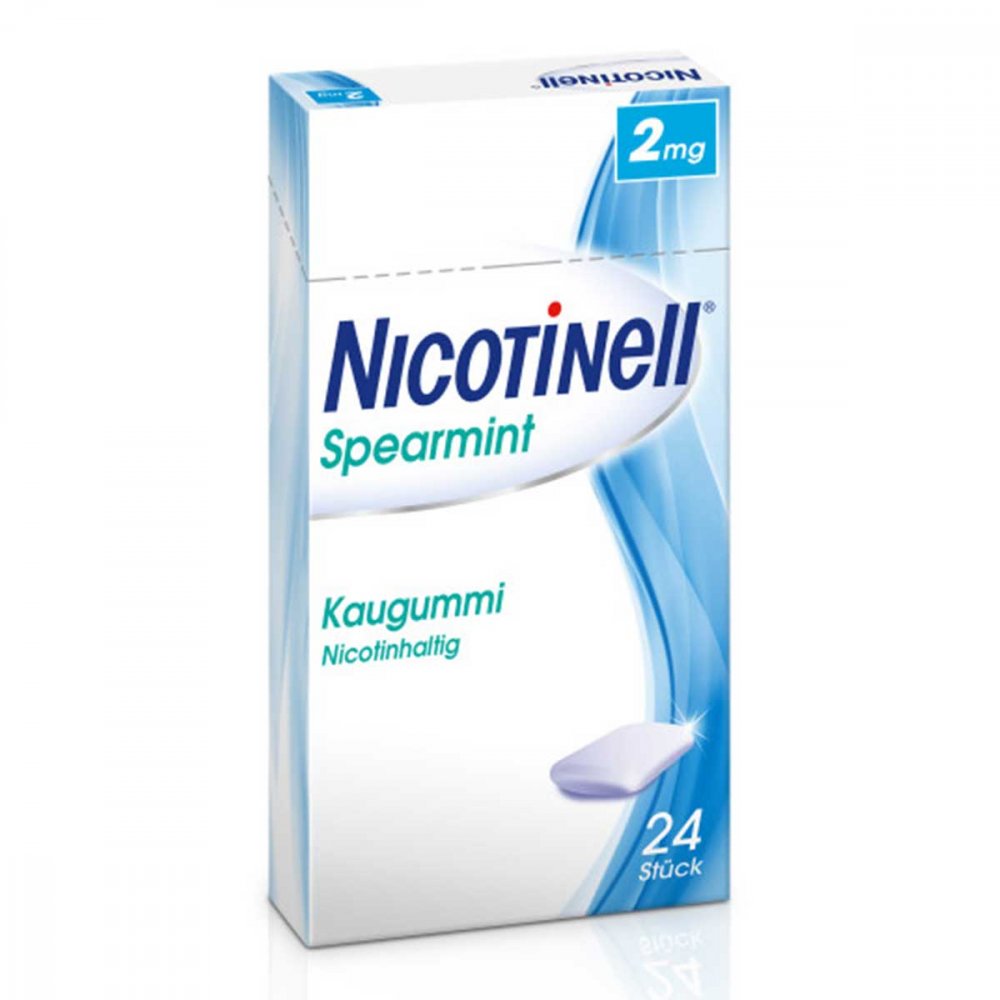 Das Produktfoto zeigt Nicotinell Kaugummi Spearmint 2 Mg (24 stk) PZN 11100265