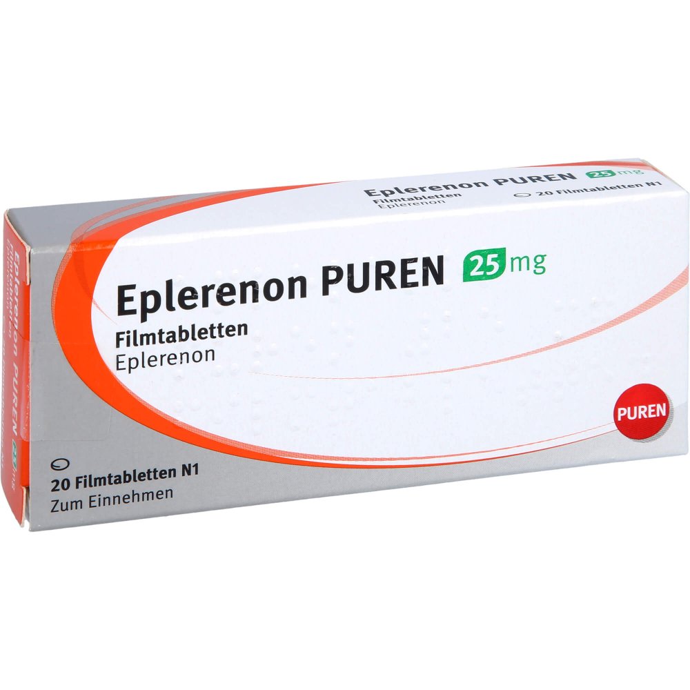 Das Produktfoto zeigt Eplerenon Puren 25 Mg Filmtabletten (20 stk) PZN 11108203