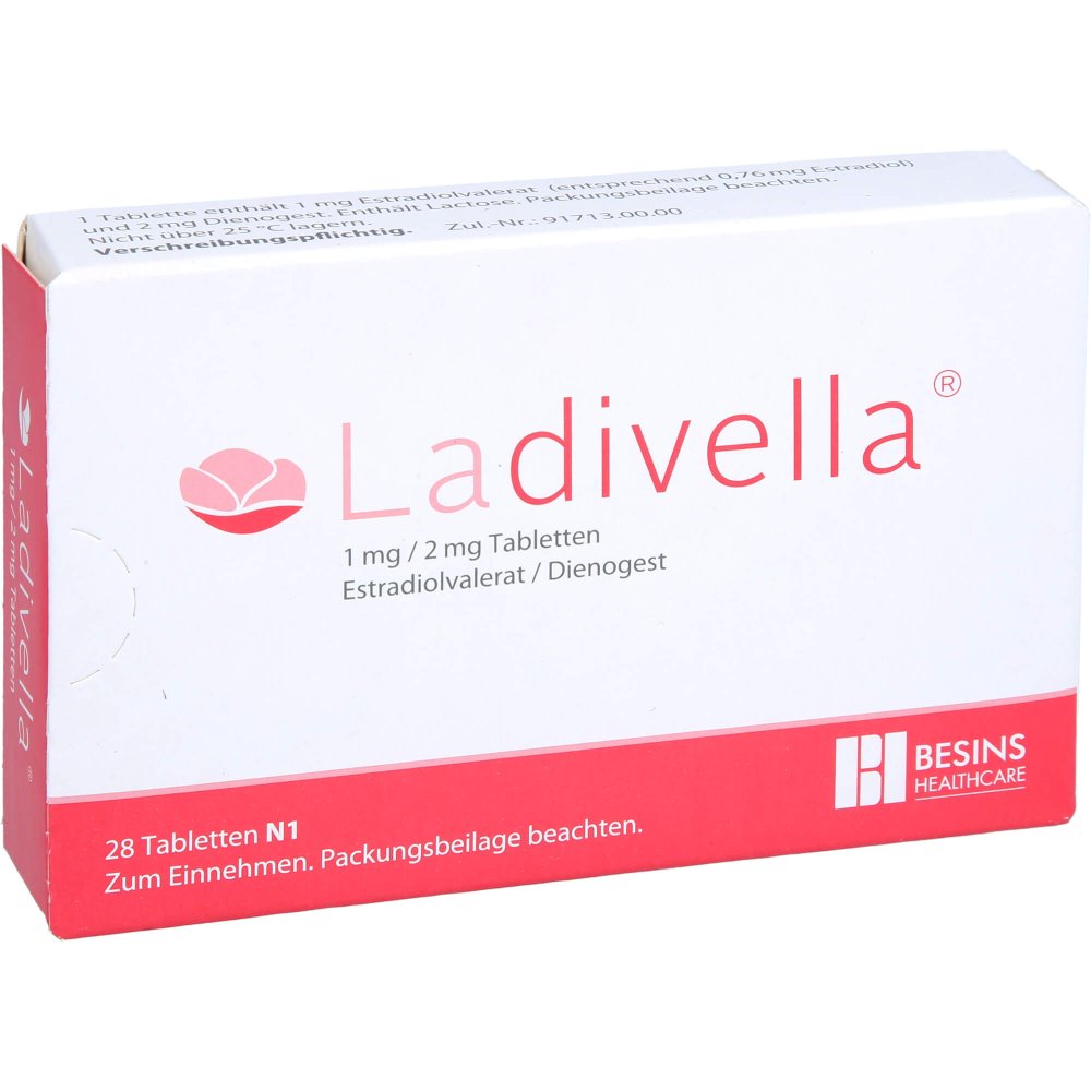 Das Produktfoto zeigt Ladivella 1 Mg/2 Mg Tabletten (28 stk) PZN 11128275