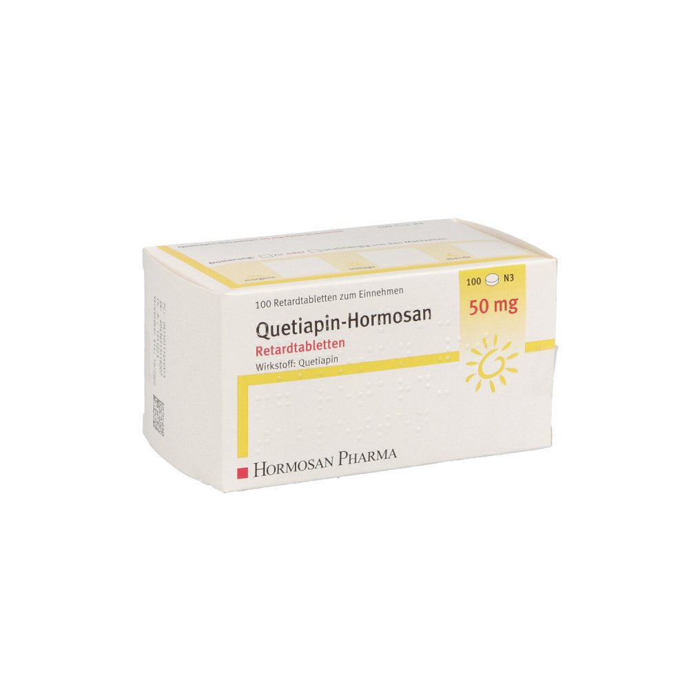 Das Produktfoto zeigt Quetiapin Hormosan 50 Mg Retardtabletten (100 stk) PZN 11145931
