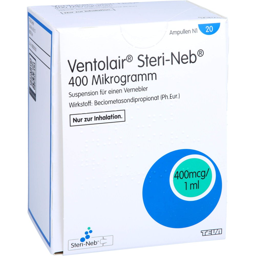 Das Produktfoto zeigt Ventolair Steri-Neb 400 Μg/Ml Susp.F.E.Vernebler (20 stk) PZN 11164236