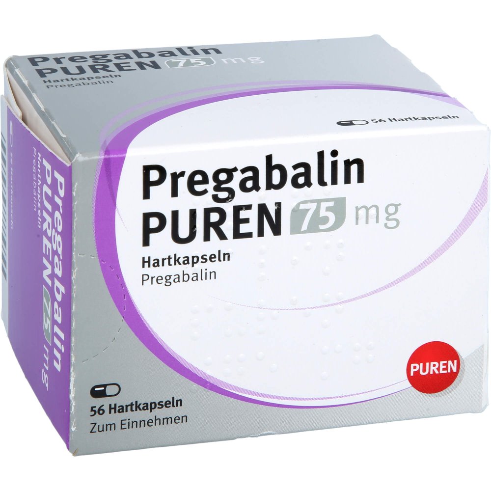 Das Produktfoto zeigt Pregabalin Puren 75 Mg Hartkapseln (56 stk) PZN 11176073