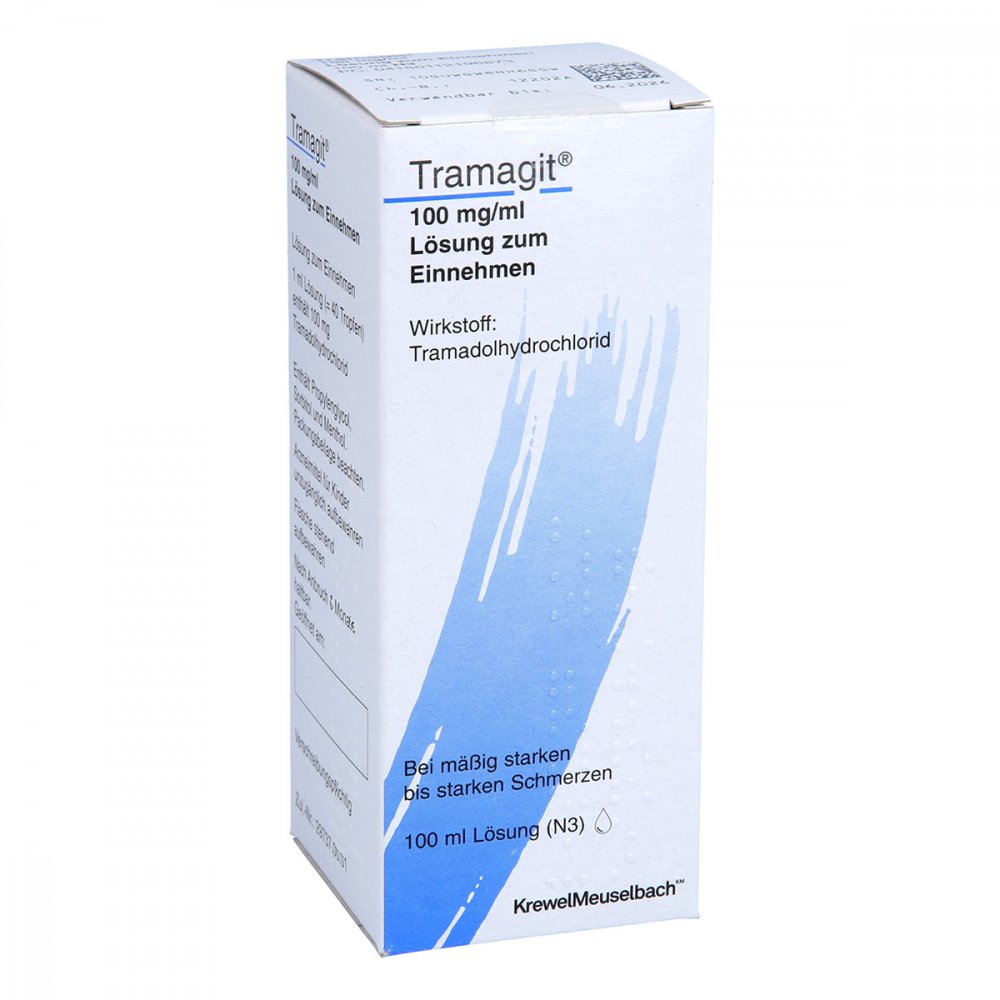 Das Produktfoto zeigt Tramagit 100 Mg/Ml Lösung Zum Einnehmen (100 ml) PZN 11219687