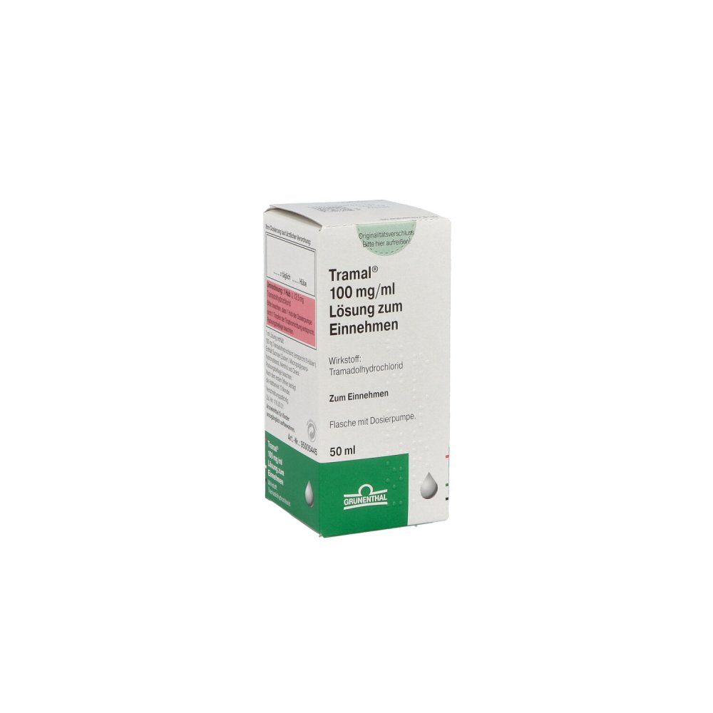 Das Produktfoto zeigt Tramal 100 Mg/Ml Lsg.Z.Einnehmen M.Dosierpumpe (50 ml) PZN 11236148