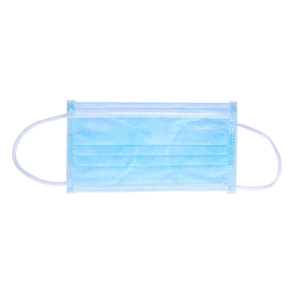 Das Produktfoto zeigt Mundschutz Z.Umbinden Latexfrei Blau (50 stk) PZN 11266741
