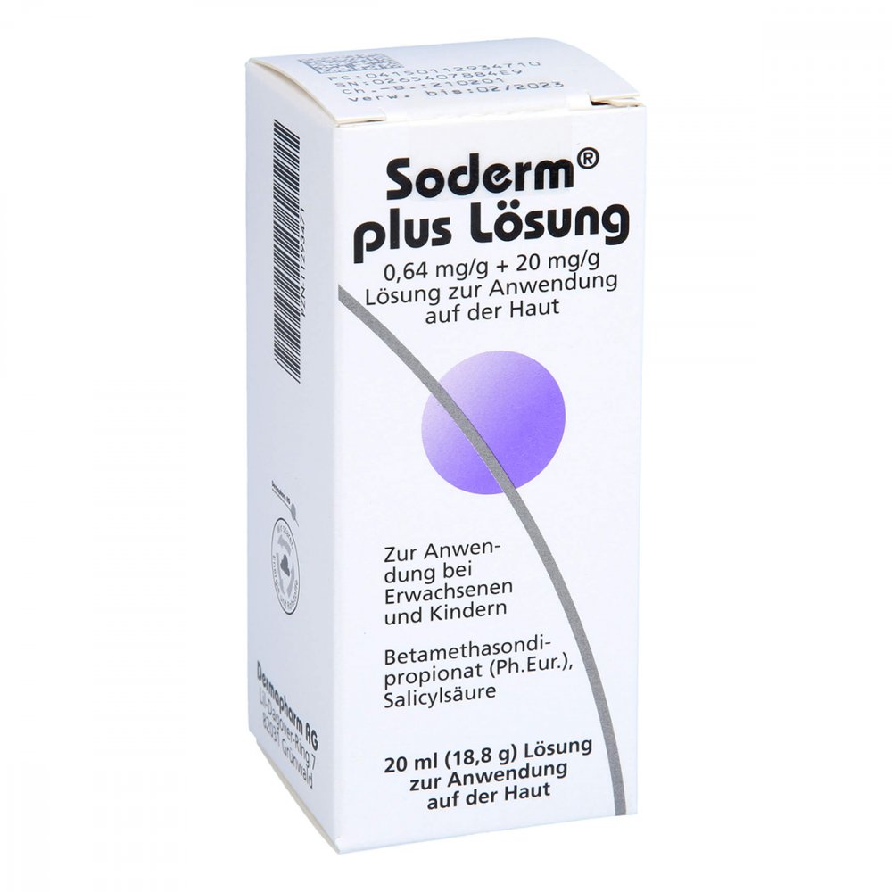 Soderm Plus Lösung 0,64 Mg/G + 20 Mg/G Anw.A.Haut (20 ml)