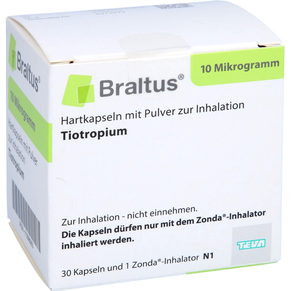Das Produktfoto zeigt Braltus 10 Μg + Zonda-Inhalat.Hartkps.M.Plv.Z.Inh. (30 stk) PZN 11298563