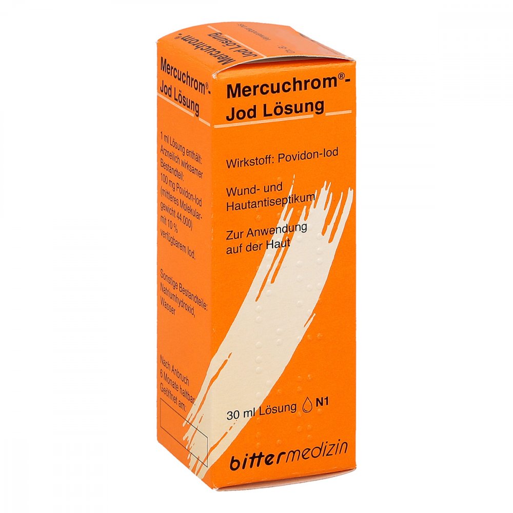 Das Produktfoto zeigt Mercuchrom Jod Lösung (30 ml) PZN 11320363