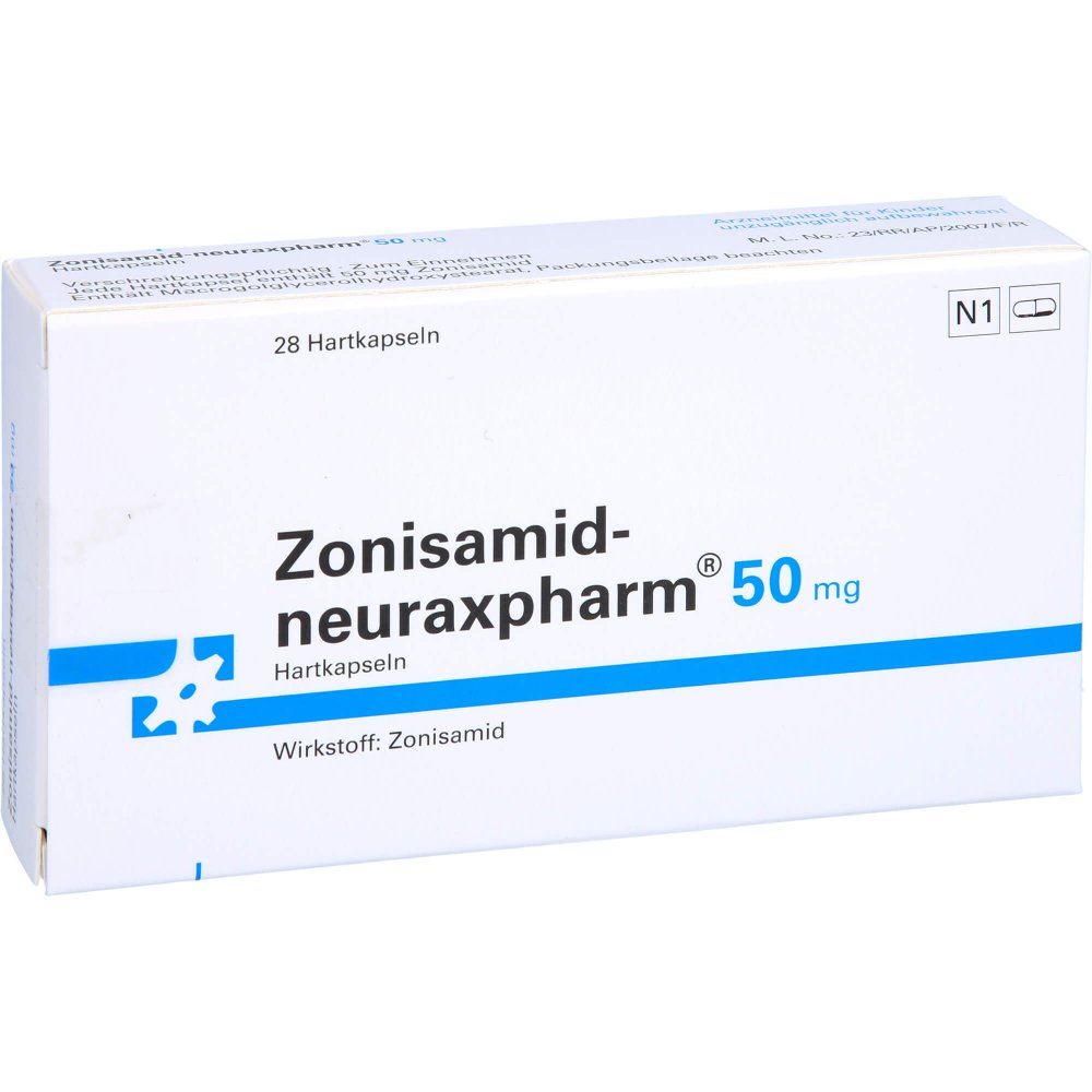 Das Produktfoto zeigt Zonisamid-Neuraxpharm 50 Mg Hartkapseln (28 stk) PZN 11351205
