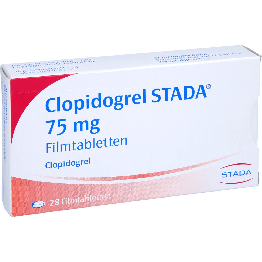 Das Produktfoto zeigt Clopidogrel Stada 75 Mg Filmtabletten (28 stk) PZN 11351240