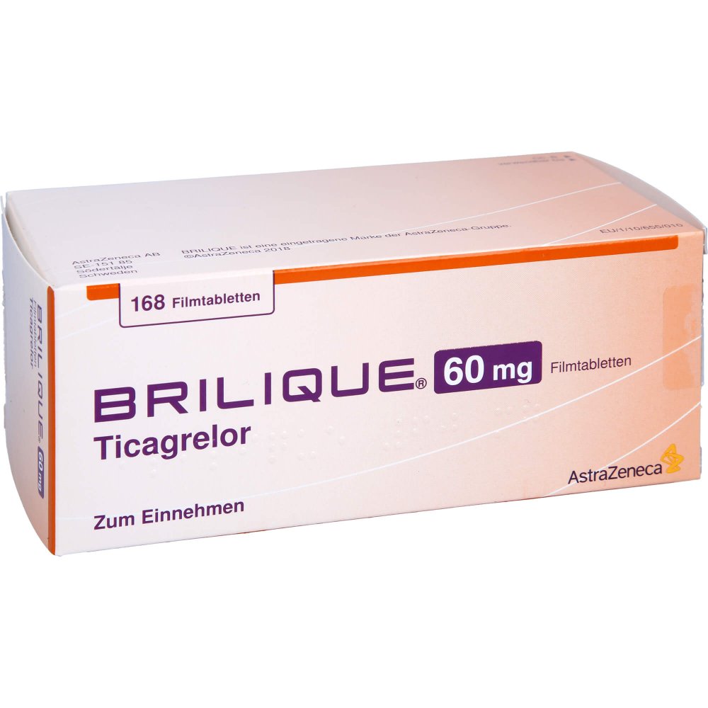 Das Produktfoto zeigt Brilique 60 Mg Filmtabletten (168 stk) PZN 11366968