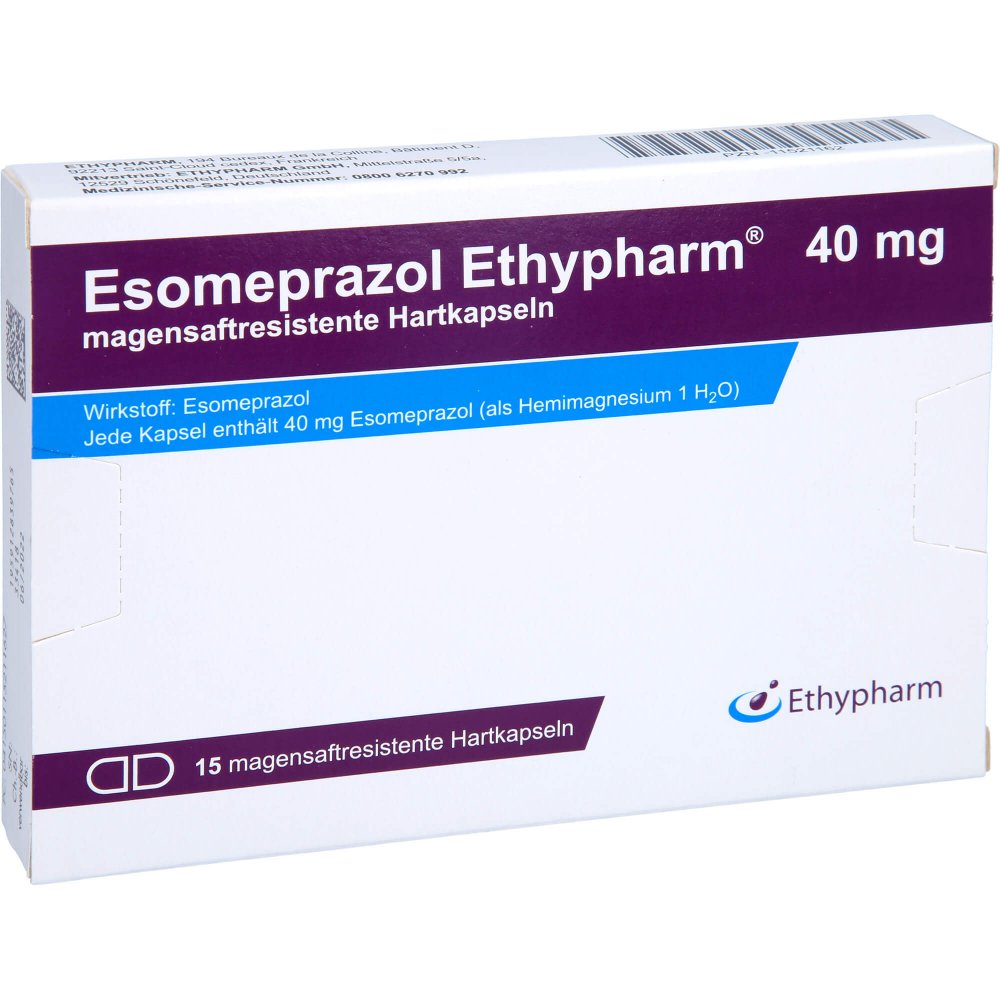 Esomeprazol Ethypharm 40 Mg Magensaftres.Hartkaps. (15 stk)