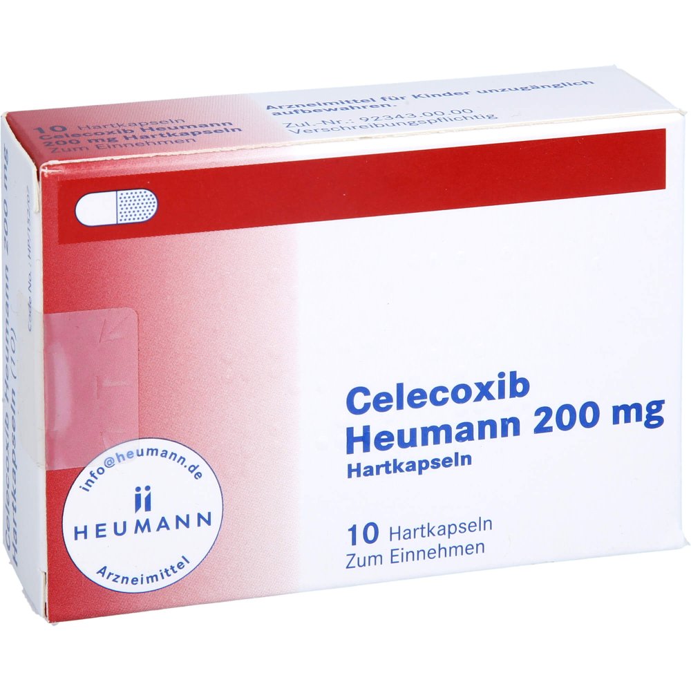 Das Produktfoto zeigt Celecoxib Heumann 200 Mg Hartkapseln (10 stk) PZN 11544186