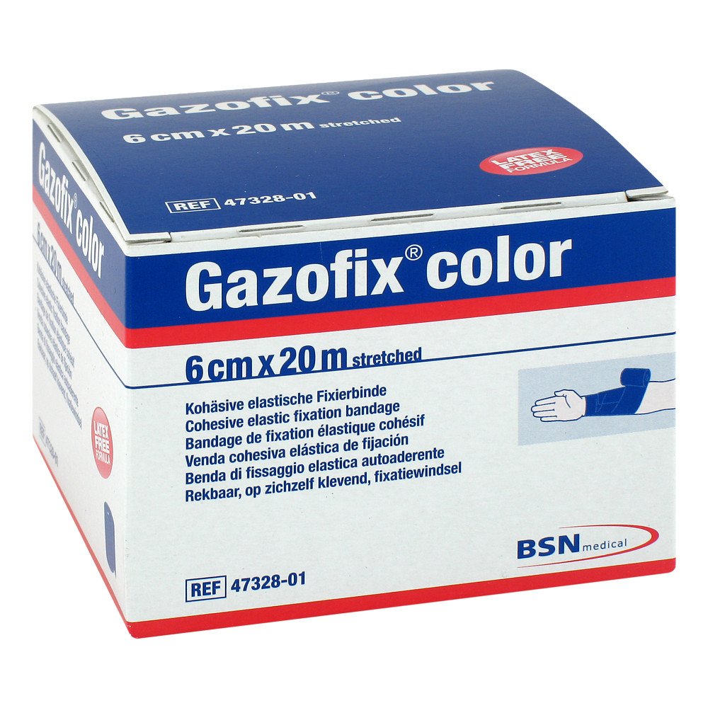 Gazofix Color Fixierbinde Kohäsiv 6 Cmx20 M Blau (1 stk)