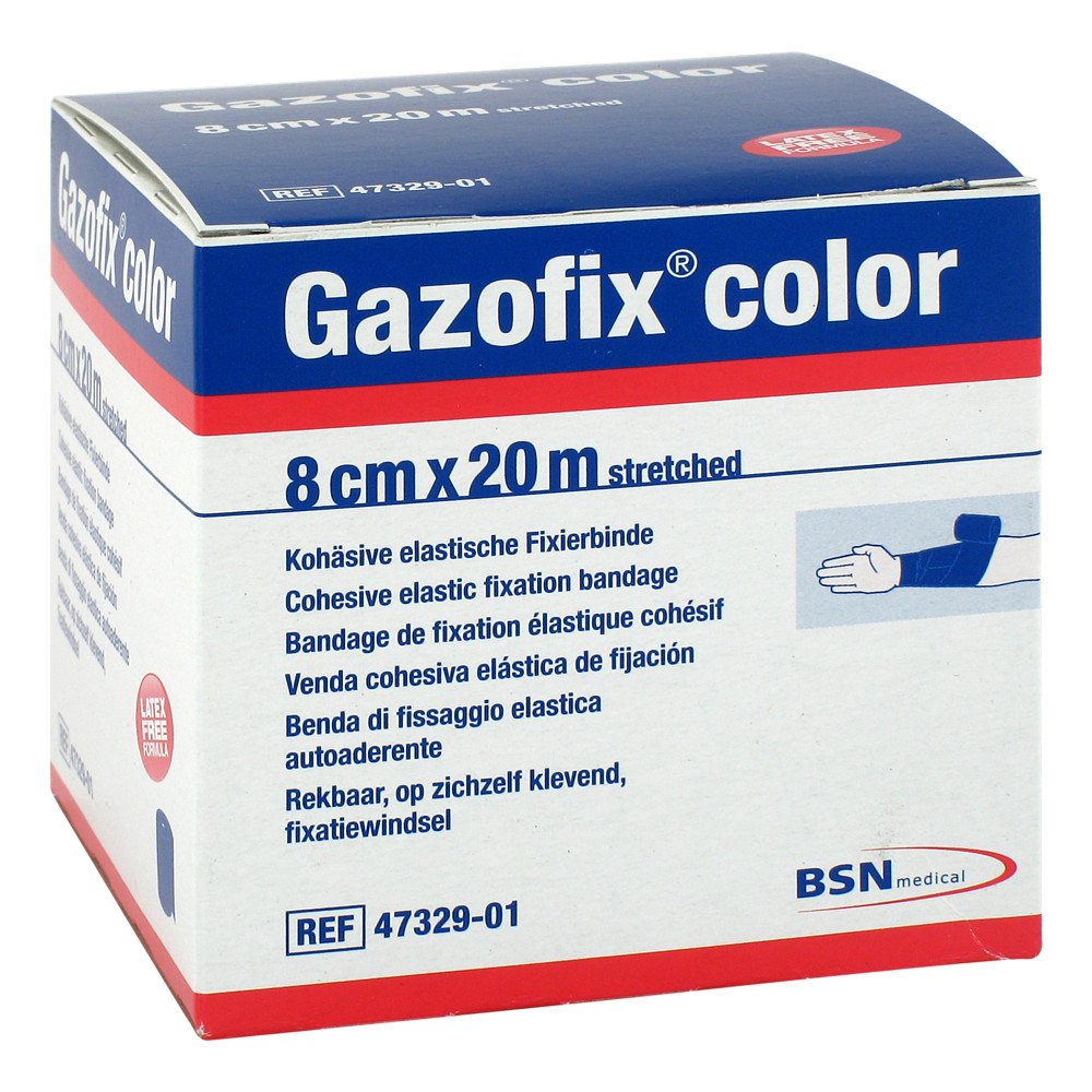 Gazofix Color Fixierbinde Kohäsiv 8 Cmx20 M Blau (1 stk)