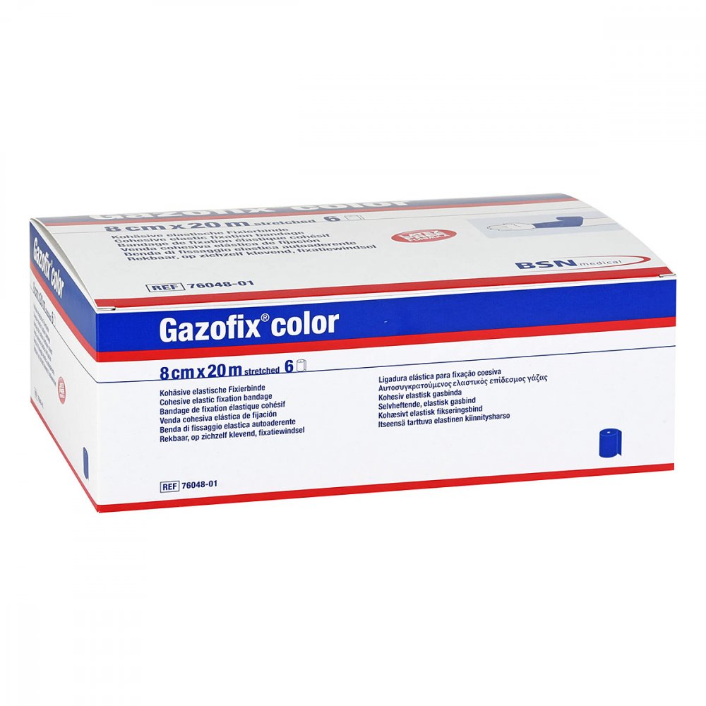 Gazofix Color Fixierbinde Kohäsiv 8 Cmx20 M Blau (6 stk)