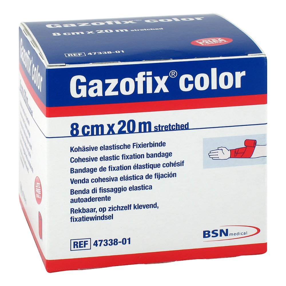 Gazofix Color Fixierbinde Kohäsiv 8 Cmx20 M Pink (1 stk)