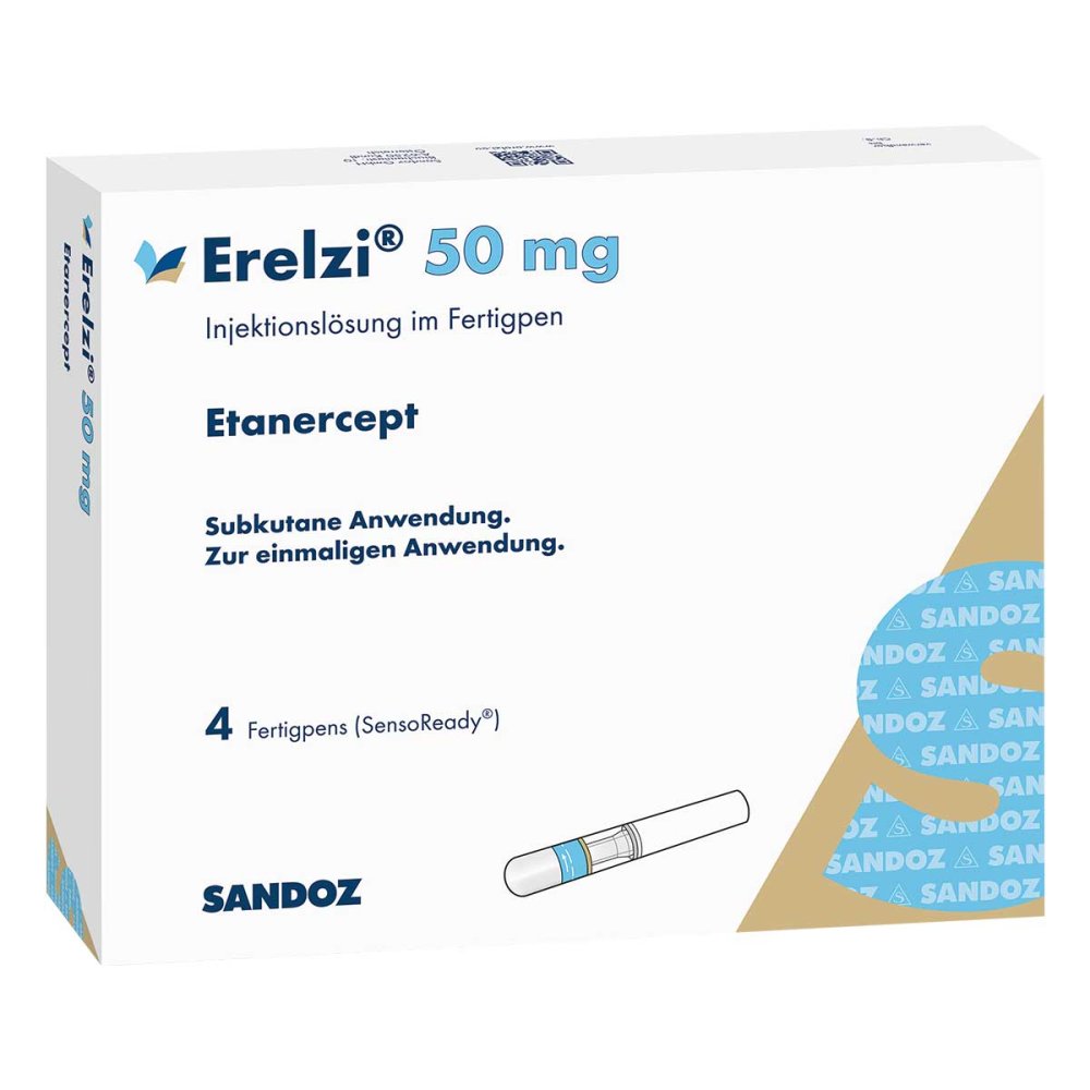 Das Produktfoto zeigt Erelzi 50 Mg Injektionslösung I.E.Fertigpen (4 stk) PZN 11594379