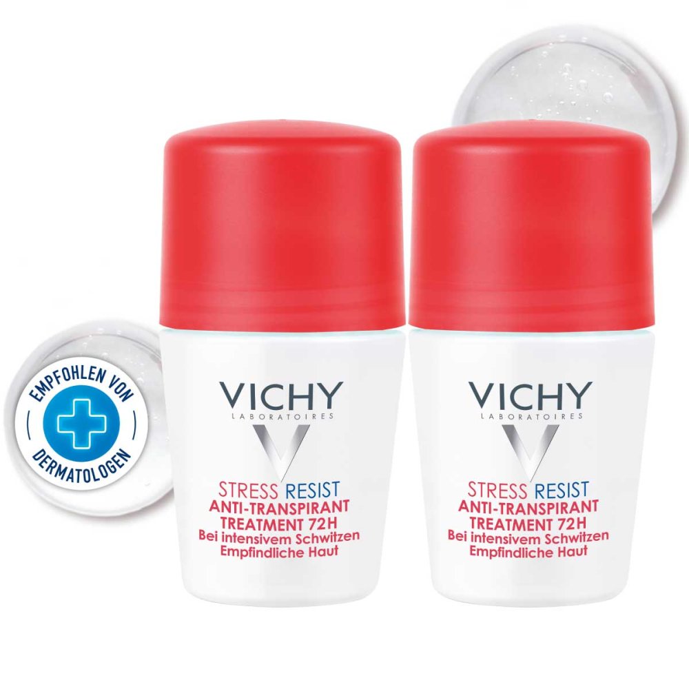 Das Produktfoto zeigt Vichy Deo Roll-On Stress Resist 72h (2X50 ml) PZN 11594445