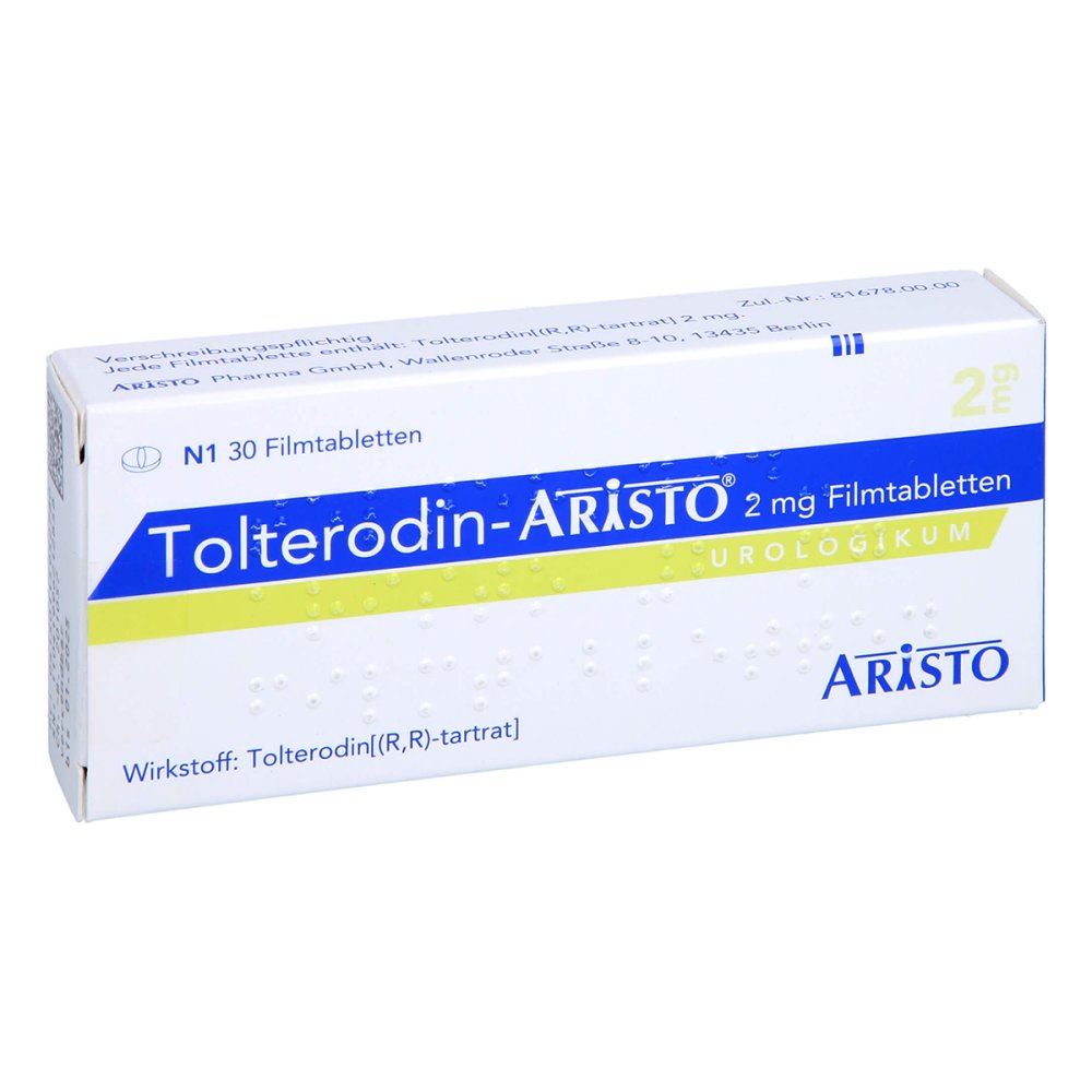 Das Produktfoto zeigt Tolterodin Aristo 2 Mg Filmtabletten (30 stk) PZN 11595278