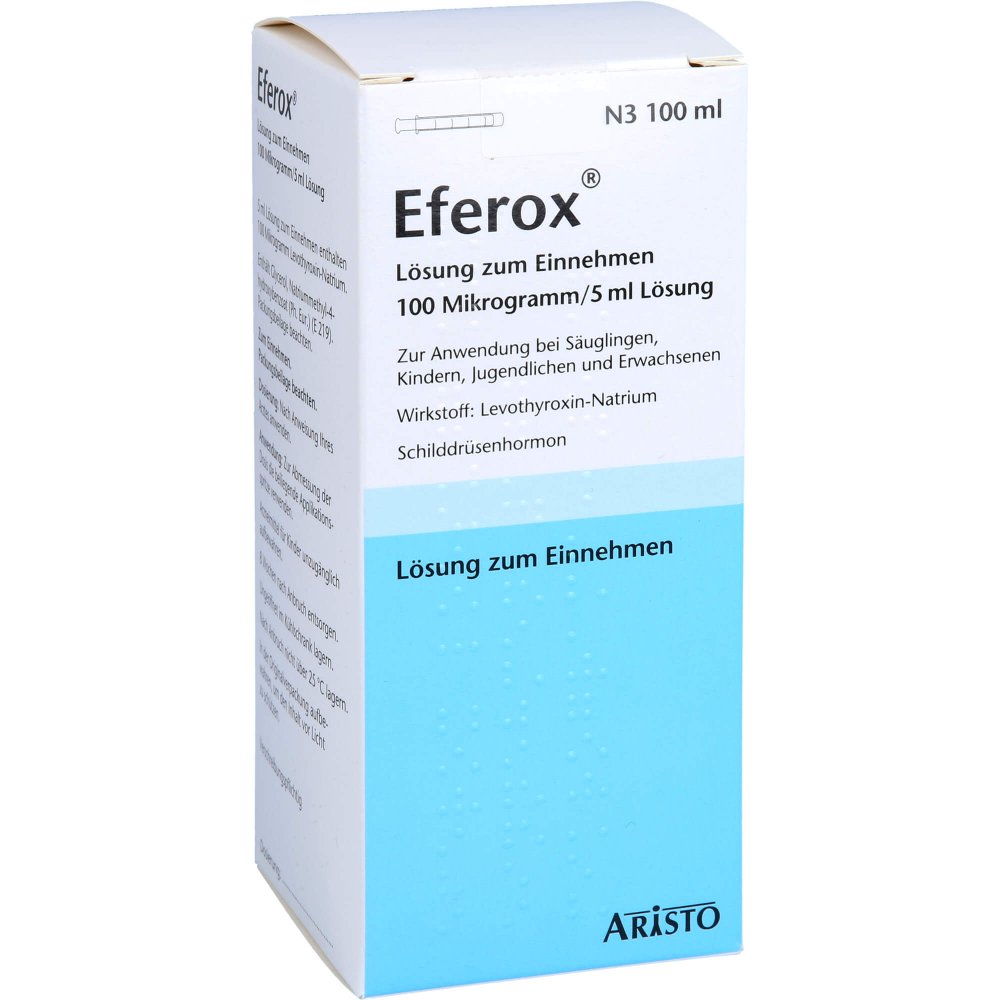 Das Produktfoto zeigt Eferox Lösung Zum Einnehmen 100 Μg/5 Ml Lösung (100 ml) PZN 11595491
