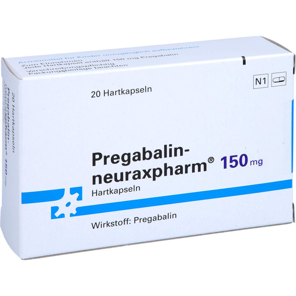 Das Produktfoto zeigt Pregabalin-Neuraxpharm 150 Mg Hartkapseln (20 stk) PZN 11606361